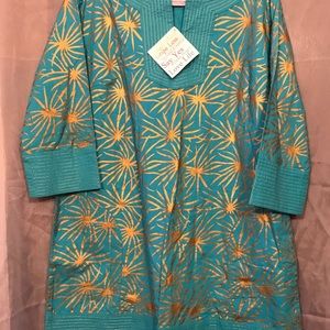 NWT Gretchen Scott TIFFANY BLUE Tunic, SZ L